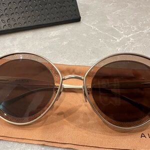Gorgeous ALAIA Elegant Gold and Brown Round Sunglasses unique design